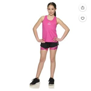Reebok 2-in-1 Girls Running Shorts Pink & Black Built in Inner Shorts Size 16